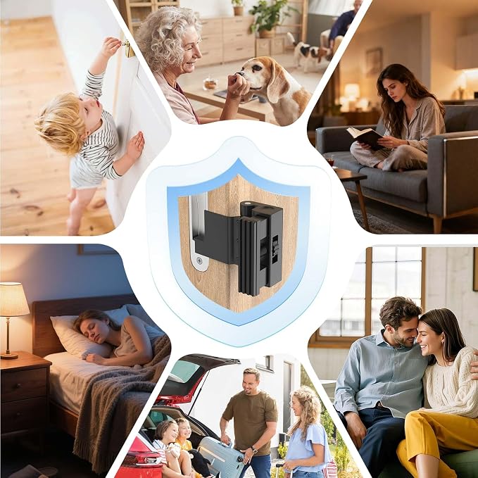 Upgraded Portable Door Lock for Travel & Home - No Drill Anti-Kick Door Reinforcement Lock with 800lbs Strength, Fits Inward Swing Doors, Black - Image 7