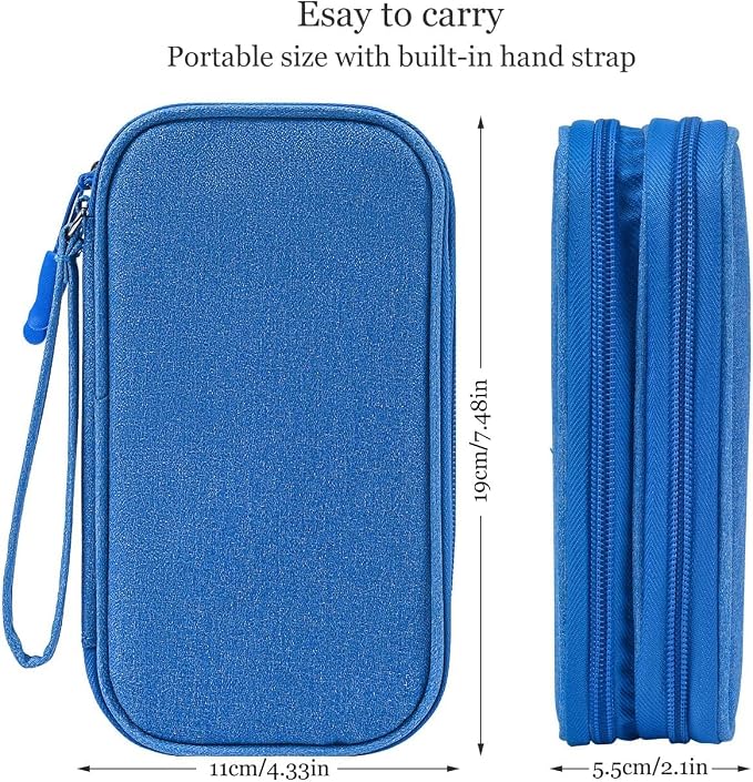 CAOODKDK Electronics Accessories Organizer Pouch, Electronic Organizer Travel Case Cable Organizer for Cable, Charger, SD Card, Business Travel Gadget Bag (Blue) - Image 2