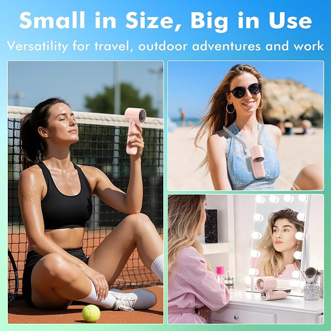 AMACOOL Portable Handheld Turbo Fan丨5 Speed Foldable Hand Fans丨Max 20 Hours Runtime丨Rechargeable Mini Pocket Cooling Fan for Travel, Outdoor Activities, Gifts for Women - Image 4