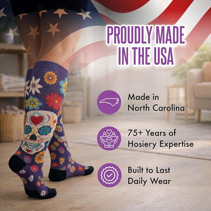 Crazy Compression Socks, Comfortable Support Socks for Recovery, Travel, Hiking, and Long-Hour Comfort w/Fun Designs - Image 6