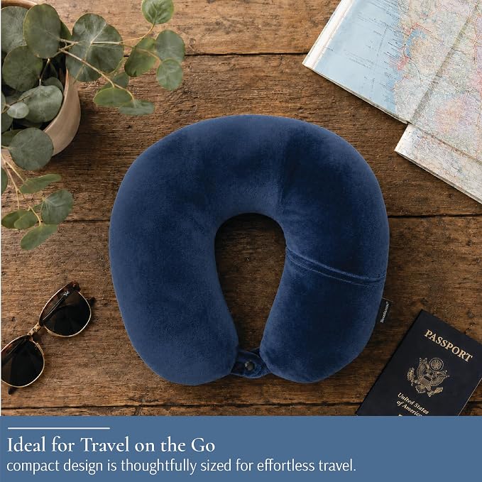 Brookstone Microbead Neck Pillow Soft Travel Pillow with Phone Pocket | Millions of Tiny Beads Flex to Your Shape for Custom Support, Dual-Sided Fleece and Cool Microfiber Sides Suit Any Season - Image 7