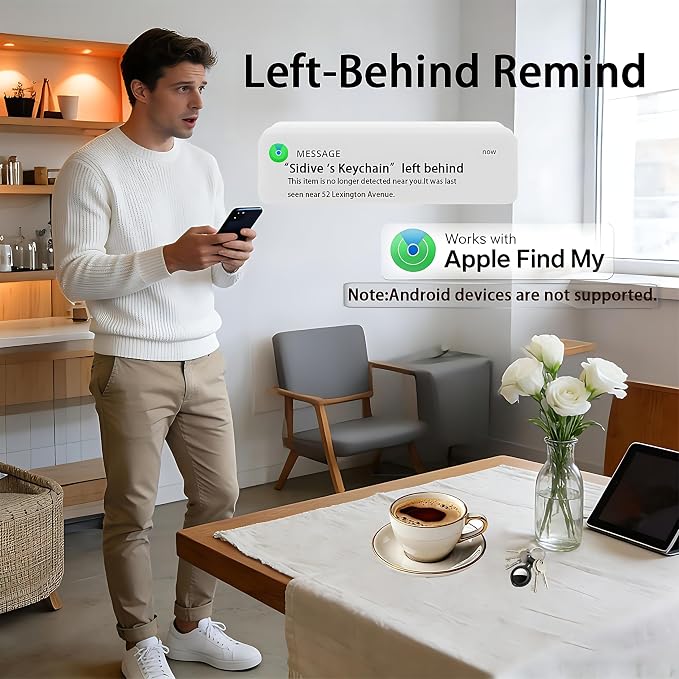 4 Pack Apple MFi Certified Tracker Tags Works with Apple Find My (iOS Only) | Bluetooth Item Finder Replaceable Battery Waterproof Smart Tag for Keys Wallet Pets Backpack Luggage Bags Worldwide Tracking - Image 3