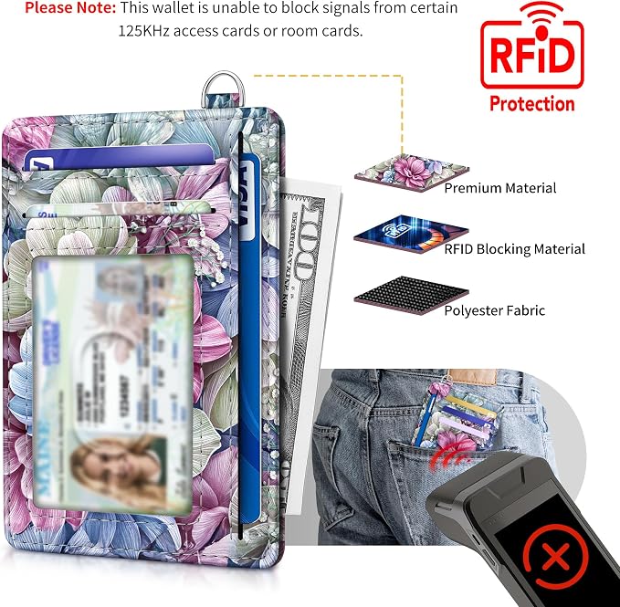 Mayski Slim Wallet, Credit Card Holder for Women, Minimalist Front Pocket RFID Blocking Card Cases, Small Wallet Women Men(Happy Flower) - Image 4