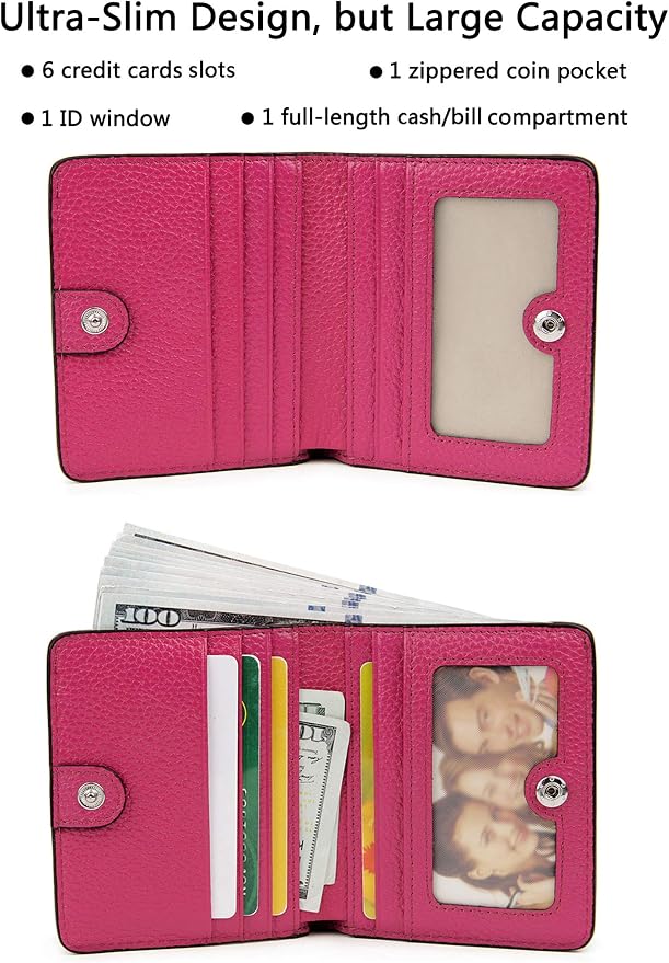Small Leather Wallet for Women, Ladies Credit Card Holder RFID Blocking Women's Mini Bifold Pocket Purse - Image 2