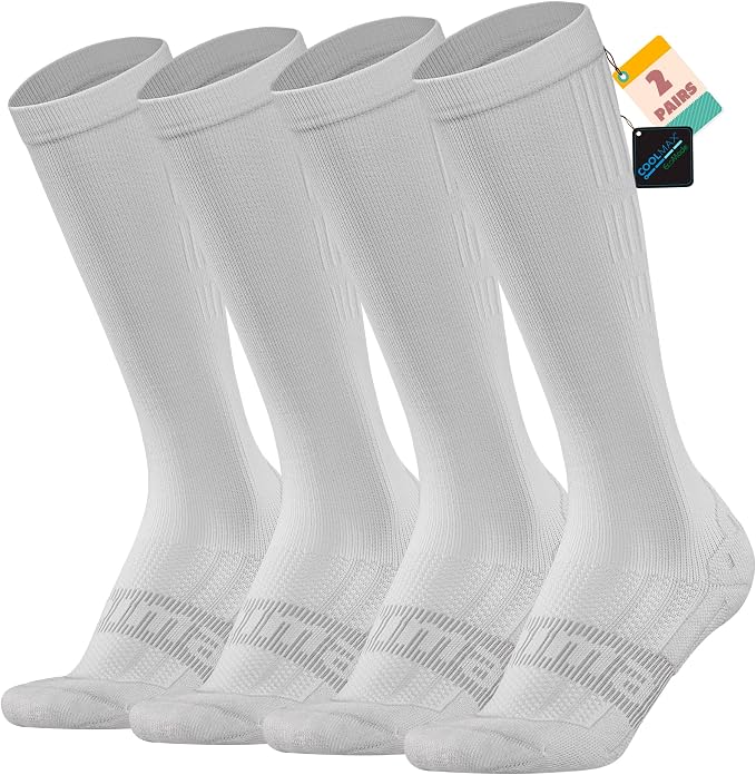 BRISIRA Coolmax Cooling Compression Socks for Women 2 Pairs Knee High 15-20 mmHg Arch Support for Nurse Pregnancy Flying | 2 Pair, Arch Support, Anti Blister, Breathable, Moisture Wicking, Cushioned, Flying, Nurses, Pregnancy, Travel by BRISIRASWIMWORLD