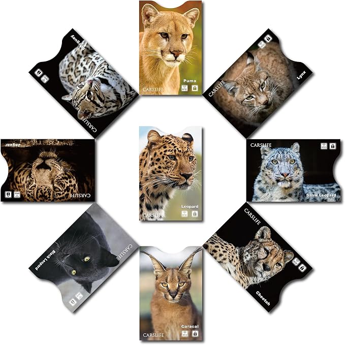 CARSLIFE 12 RFID Blocking Sleeves (9 Credit Card & 3 Passport Protectors) Premium Identity Theft Protection Secure Sleeves Travel Case Cat Design - Image 2