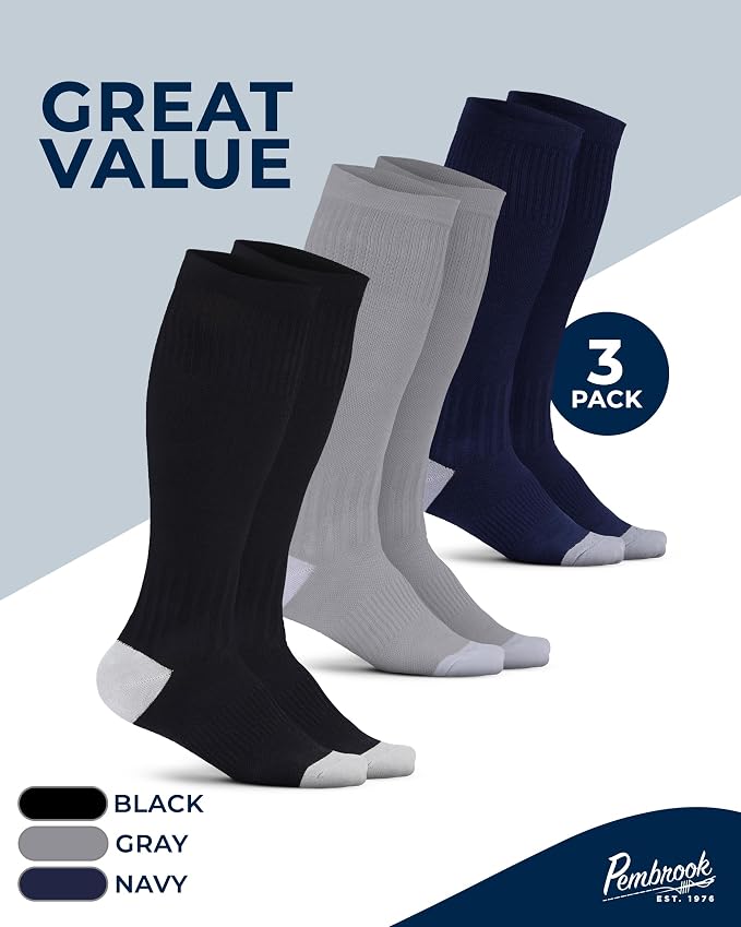 Pembrook® Light Compression Socks for Women - 3 Pairs | 8-15 mmHg Cotton Compression Socks for Pregnancy, Knee High Comfort - Image 6