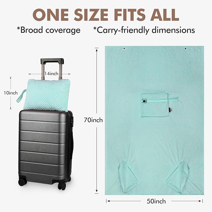 Tirrinia Travel Blanket and Pillow Set, Soft Compact Airplane Blanket with Foot Pockets, 4-in-1 Travel Essentials for Women Men, Portable Travel Gifts for Her, Travel Blanket for Airplanes, Cars - Image 7
