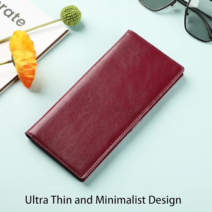 Ultra Slim Thin Leather Women Wallet RFID Blocking Credit Card Holder Bifold Long Ladies Billfold - Image 2