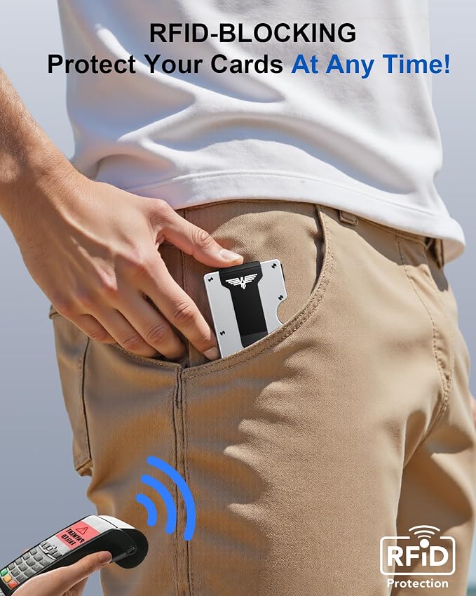 Lenvoten Upgraded Hinged Minimalist Wallet for Men, AirTag Compatible | Slim Metal Aluminum, RFID Blocking Credit Card Holder & Money Clip Holds 20 Cards, Premium Scratch-Resistant Finish - Image 6