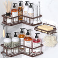Corner Shower Caddy Adhesive, 100% Rustproof Shower Organizer with Soap Holder, No Drill Shower Shelf for Inside Shower, Wall-Mounted Shower Storage for Homes (3 Pack, Bronze) by YASONIC