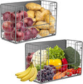 Magnetic Fridge Shelf, Fruit Potato & Onion Storage Bins, Pantry Organizers, Large Container Basket for Refrigerator, Kitchen Counter, Cabinet (2, Silver) by Ofiray-home