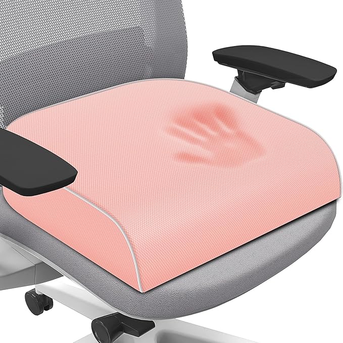 SweetSlubr Seat Cushion, Chair Pad, Memory Foam Tailbone Pain Relief | Office Chair Cushion for Tailbone Pain Relief, Non-Slip Cover, Soft Support for Office Chair, Car Seat,2X-Large/Pink by Unknown