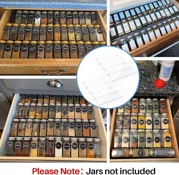 MIUKAA Clear Acrylic Spice Drawer Organizer, 4 Tier- 2 Set Expandable From 13" to 26" Drawer Seasoning Organizer, Kitchen Spice Rack Tray for Drawer/Countertop (Jars not included) - Image 2