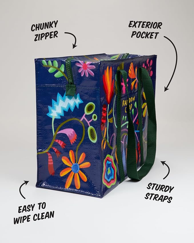 Blue Q Reusable Shoulder Tote Bag – Carry Everywhere Bag with a Hefty Zipper, Durable, Fun Design, 95% Recycled Material - Image 4