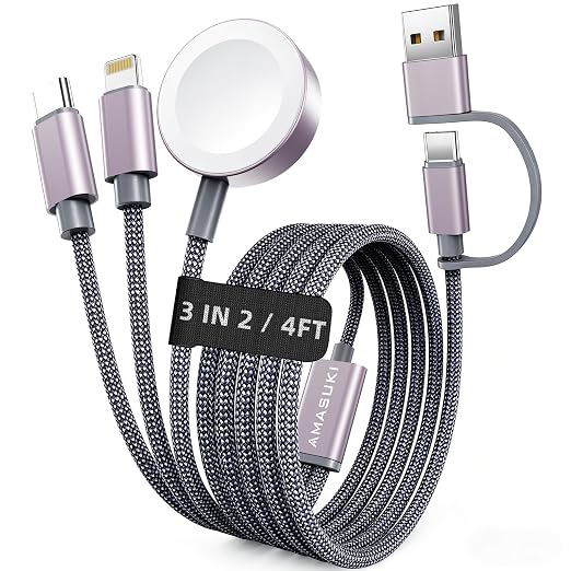 2026 Travel Essentials for Apple Watch Charger,Cruise Vacation Camping Essentials,iPhone Charger,Multi Charging Cable,3 in 2 Charging Docks for iWatch Series 11-2/Ultra,iPhone 17-12,Car by ChargeBeyondPowerWithin