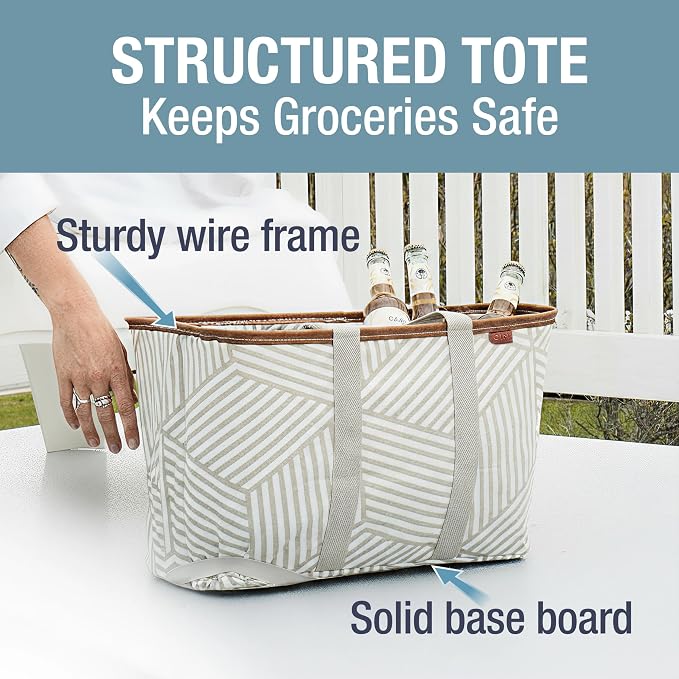CleverMade Collapsible Tote LUXE, 30L Structured Tote Bag with Handles | Pack It All Without the Floppy-Bag Fight | Steel Rim Stays Open, Soft Grips Carry 30 lb, and Tote Folds to 1.5 Inches - Image 2