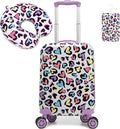 Kid's Luggage Set 2 Piece Suitcase Set Hardside Luggage with Spinner Wheels Girls Carry on Toddler Travel Rolling Suitcase with Neck Pillow Airline Approved by Unknown