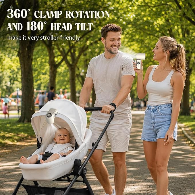 Handheld Fan Portable Handheld/Clip-on Dual Mode Travel essentials | 0.26lb Mini Fan6-hour long battery life 4-Speed LED Power Display for Outdoor/Commute/Office/Travel/Stroller,Gifts for Women - Image 4