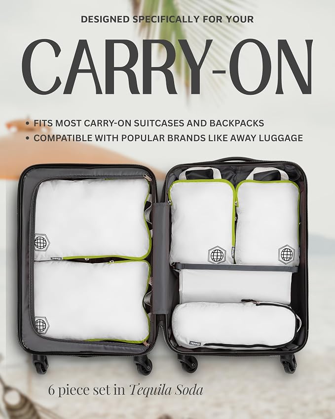 TRIPPED Travel Gear Compression Packing Cubes for Carry-On Travel 6-Pack | Ultralight Ripstop Packing Cubes with Compression Zippers for Organized Carry-On Luggage, Backpack, and Travel Packing - Image 8