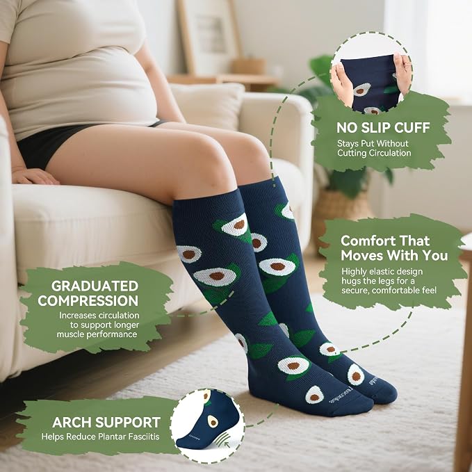 Plus Size Compression Socks for Women Men Wide Calf 15-20 mmHg Knee High Extra Large for Nurses Pregnant Travel - Image 3