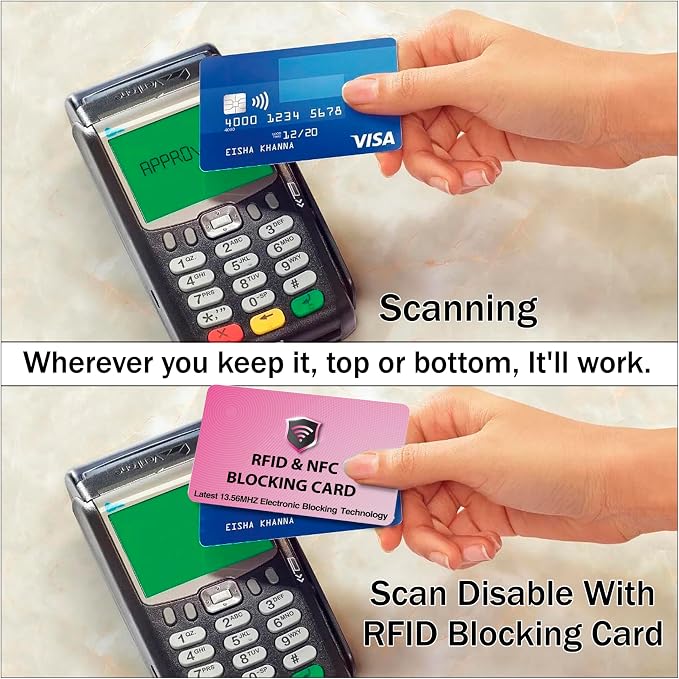 SaiTech IT 5 Pack RFID Blocking Card for Credit Debit ID Card, Pink | Slim Anti-Theft Contactless NFC RFID Blocker Protector, Easily Fit into Wallet and Purse, for Men & Women - Image 4