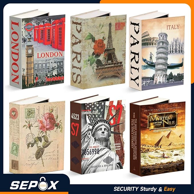 SEPOX® 6-Book Safe Set Real Paper Cover Combo Lock 9.6in Hidden Steel Safe | For Dorm Home Travel. 6 Book Safe Set Large. Hides Cash Meds in Plain Sight. Resettable Keyless Steel Interior Safe Storage - Image 6