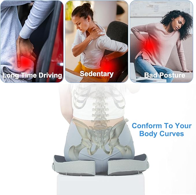 Travel Cushion Airplane Seat, Small Foldable Hemorrhoid Pillow | Compact Airplane Memory Foam Seat Cushion For Long Flights, Travel Essentials For Comfort, Sciatica Pain Relief - Image 6