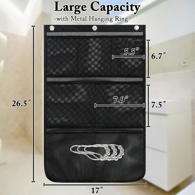 Fammart Mesh Shower Caddy Hanging, Quick-Drying Shower Organizer with 7 Pockets, Portable Bathroom Organizers and Storage for Shampoo, Soap, Loofah, Travel, and Cruise Essentials - Image 7