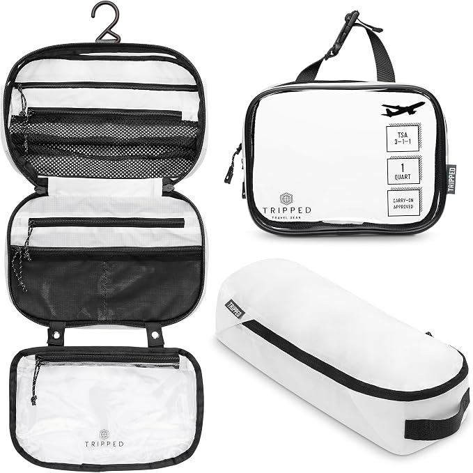 TRIPPED Travel Gear 3-Piece Travel Toiletry Bag Set | Includes Hanging Toiletry Bag, 311 TSA Liquid Bag, and Accessory Organizer Pouch with Lightweight Ripstop Construction by TRIPPEDTravelGear
