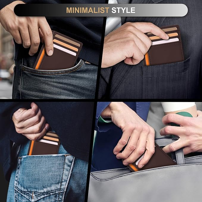 Travelambo Slim Wallet Front Pocket Minimalist Leather RFID Blocking Medium Size - Image 7