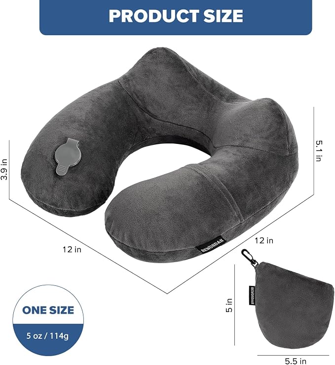 Rewondah Inflatable Travel Pillow for Sleeping Airplane - Inflatable Neck Pillow for Traveling on Plane with Washable Cover, Blow up Neck Travel Pillow for Airplanes, Cars - Portable and Comfortable - Image 7