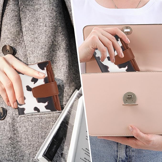 Small Wallet Women RFID Blocking Soft Leather Bifold Compact Card Holder Wallet for Women with Zipper Coin Pocket 4 ID Window - Image 8