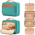 Travel Hanging Toiletry Bag for Women, Cruise Ship Essentials, with Jewelry Organizer, Extra Large Makeup Dopp Kit, Waterproof Cosmetic Bags, Toiletries Kit Set with Trolley Belt, Blue by COOSKY