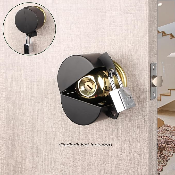 Door Knob Lockout Device Child Safety Doorknob Locking Cover Door Handle Lock,Prevents Access to Keyholes, Turing and Operating Door Knob, Black - Image 2