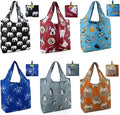 BeeGreen Heavy Duty Bulk Large Reusable Grocery Bags 6 Pack - Foldable Sturdy Recycled Cloth Animal Print Shopping Totes with Handles -Reusable Gifts Bags for Groceries, Travel, Storage & Women by BeeGreen