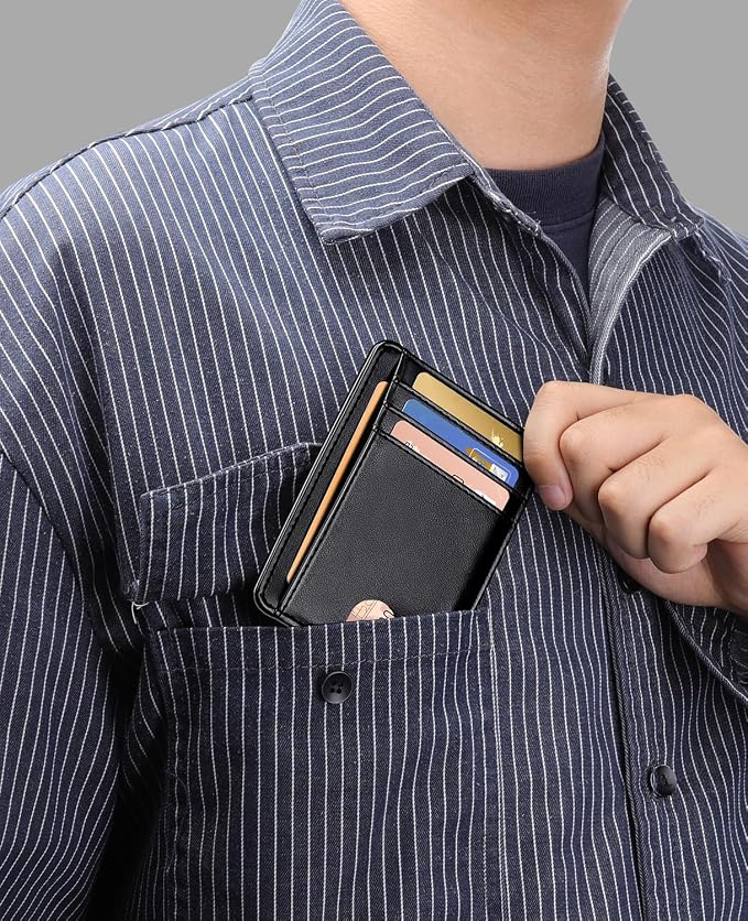 Teskyer Slim Minimalist Wallet for Men, RFID Front Pocket Card Holder | Ultra Slim Front Pocket Design, 8 Card Slots, RFID Protection, Smooth Faux Leather for Everyday Carry - Image 4