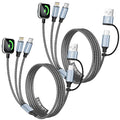 Travel Essentials 3 in 2 Multi Charging Cable for Watch Charger/iPhone17-8 | Charging Cords for Multiple Devices, Universal Phone Charger Cord for Home/Office/Car, 2026 Cruise Essentials, 2 Pack 5FT by MPATIBY