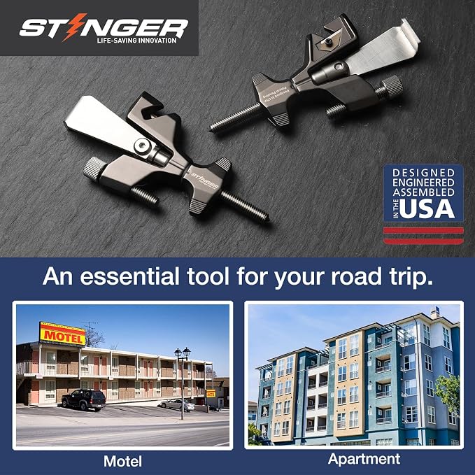 Stinger USA Portable Travel Door Lock w/Seat Belt Cutter and Glass Breaker | Suitable for security equipment in households and hotel rooms - Image 2
