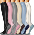 6 Pairs Compression Socks for Women & Men 15-20mmHg Knee High Socks | Graduated Compression Socks Supports Circulation, Ideal for Nurses Pregnancy, Travel, Flying, Running & Daily Wear by FuelMeFoot