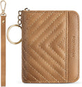 BOSTANTEN Credit Card Holder Small RFID Wallet Women with Keychain Wristlet | Compact, Accordion Design, Easy Organization, Fits Small Purses, Quilted Vegan Leather, Perfect Gifts, Camel by BOSTANTEN