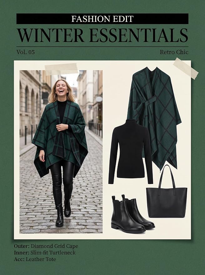 Shawl Wraps for Women Reversible Open Front Ruana Poncho Soft Cozy Cardigan for Fall and Winter - Image 3