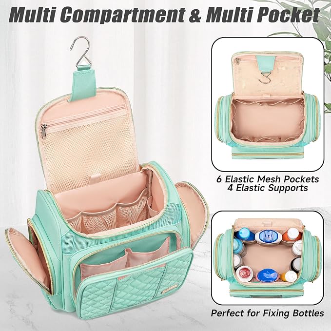 Tealari Large Toiletry Bag for Women Men,Bathroom Bag,Water Resistant Shower Bag,Makeup Bag,Portable Shower Caddy for College Dorm,Hanging Travel Toiletry Bag with Transparent Waterproof Phone Pocket - Image 5