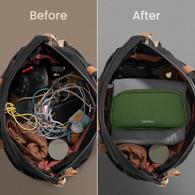 tomtoc Electronics Organizer Travel Case, Water Resistant Travel Bag Cable Organizer for Essentials, Tech Pouch Accessories Carry Storage for Cord, Phone, Cables, Airpods, USB Flash Drive, Daily Items | Water Resistant Tech Pouch Accessories Travel Bag... - Image 5
