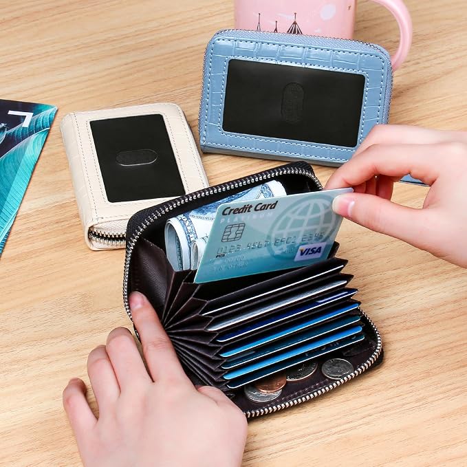 Credit Card Wallet, RFID Card Case Wallet, Zipper Card Cases Holder for Men Women, RFID Blocking, KeyChain Wallet, Compact Size Card Organizer Case for Women - Image 7