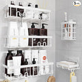 Shower Caddy Adhesive, Rustproof Shower Organizer, Wall Shower Rack | Large Capacity Shower Shelves for Inside Shower, Shampoo Shower Holder, White, 3 Caddies, 1 Soap Dish, 1 Toothbrush Holder by YASONIC