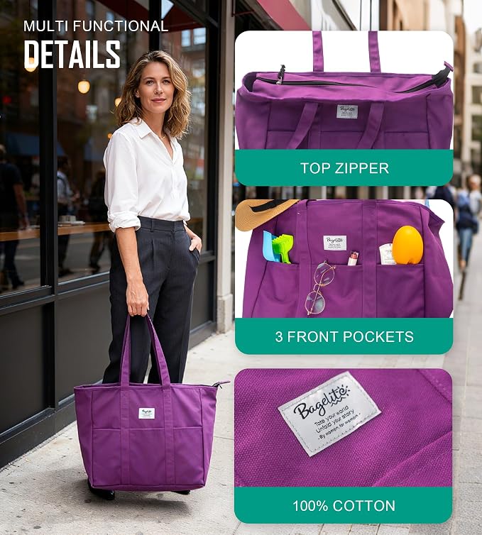 Bagelite Extra Large Canvas Tote for Women Men, Utility Work Bag with Zipper - Image 3