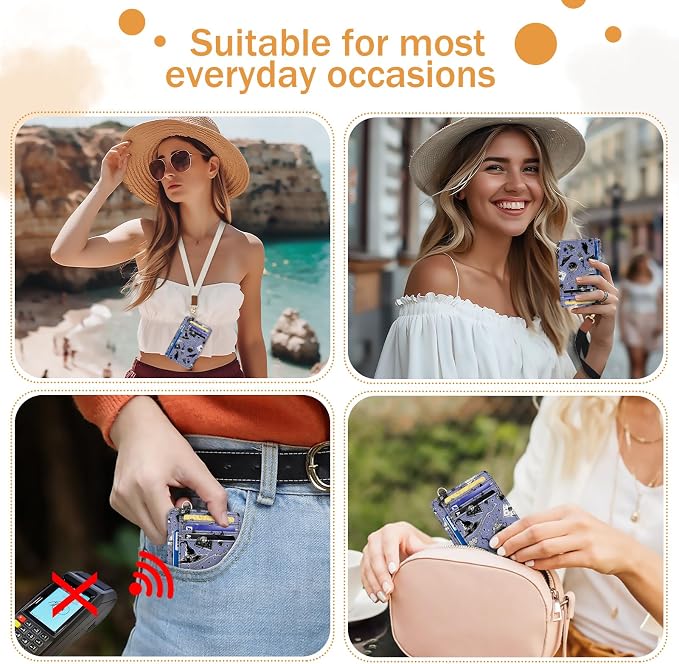 Yonlevres Goth Credit Card Holder Slim RFID Wallet Women Small Travel Funny | Front Pocket, Handy, RFID Blocking, Woman Girls Ladies Gifts, D-ring for Keychain,Thin Mini Card Case, ID Window, PU Leather - Image 3