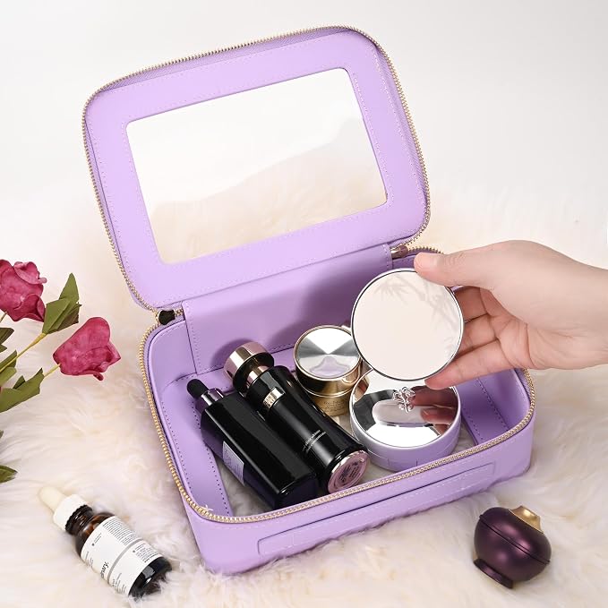 Aveniee Clear Makeup Bag Organizer,Large Travel Toiletry Bag for Women, Waterproof Cosmetic Pouch with Zippers,Car Organizers and Storage Case for Accessories,Lilac - Image 2