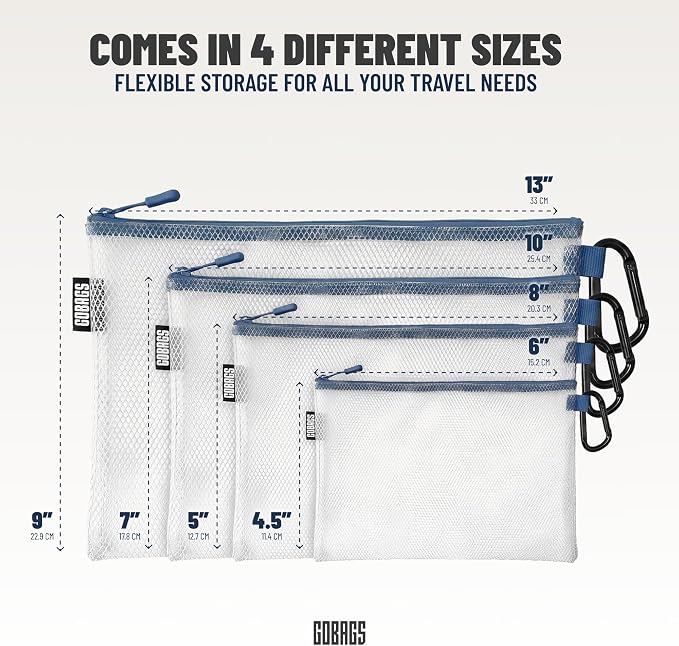 Air Production Multi-Size Clear Zipper Pouch (4-Pack) – Cable Organizer & Travel Gear Bag for Electronics, Camera Accessories, Tool Pouch & Small Tech Storage (Navy) - Image 2